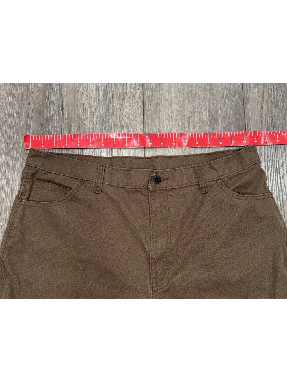 Dickies Brown Pant Mens 38x32 Straight Fit 100% Cotton 6 Pockets Zip Closure